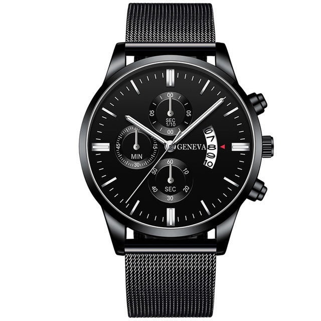 Orologio calendario quarzo mesh