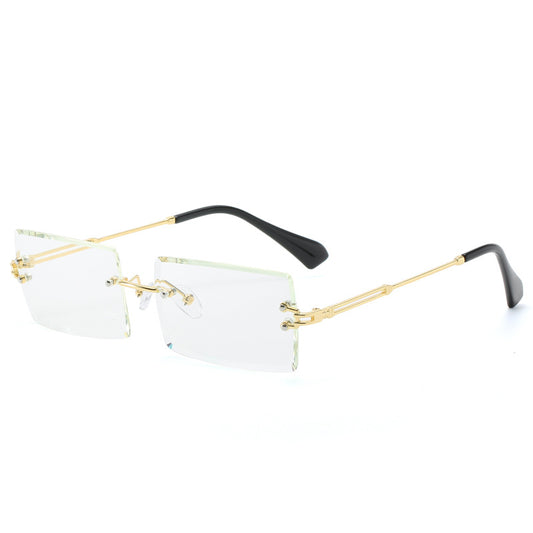 Occhiali da sole rimless quadrati bordo netto