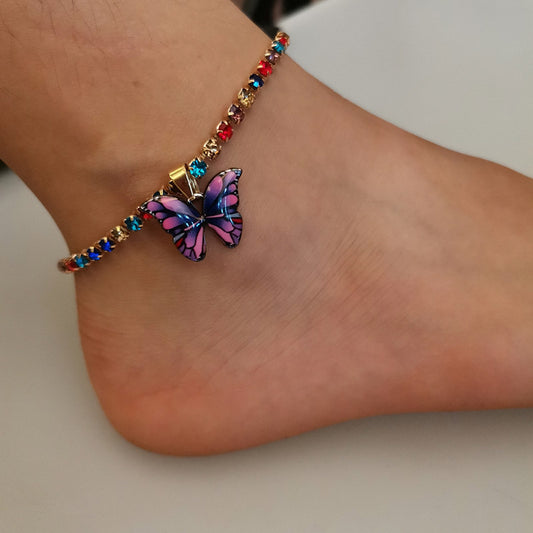 Cavigliera Farfalla Strass con pendente