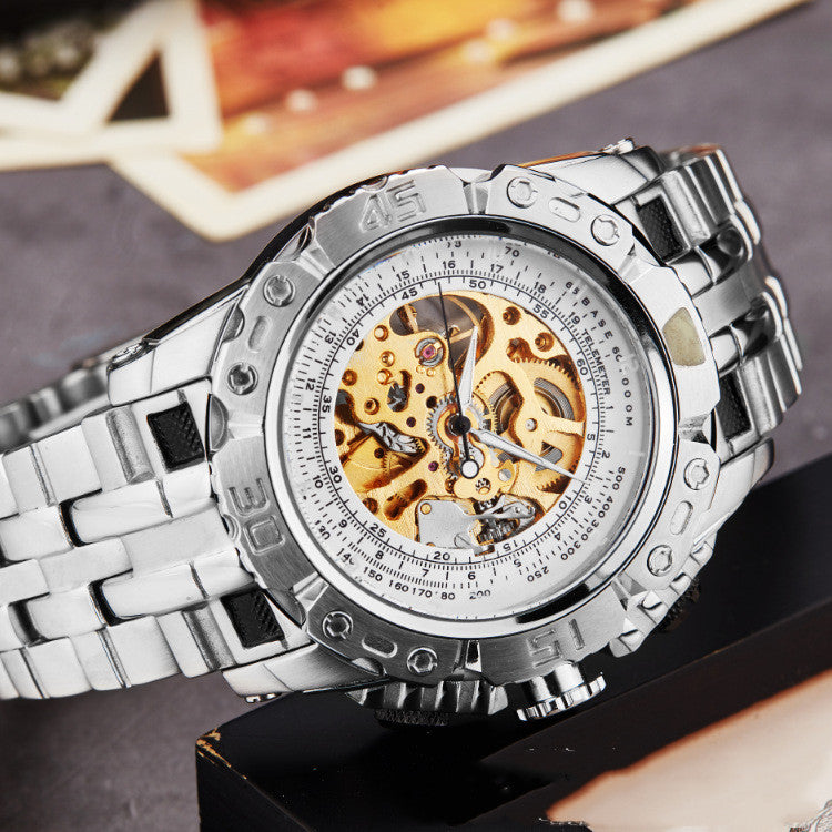 Orologio meccanico traforato acciaio