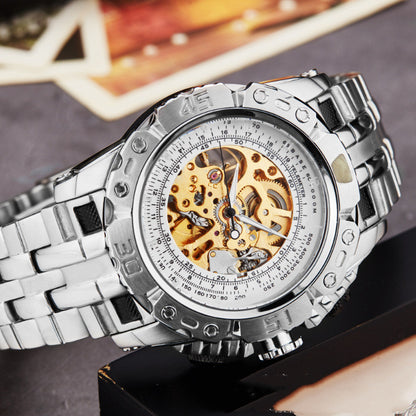 Orologio meccanico traforato acciaio