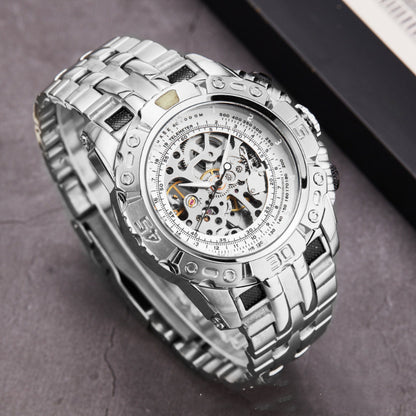 Orologio meccanico traforato acciaio