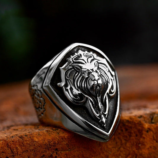 Anello testa di leone titanio