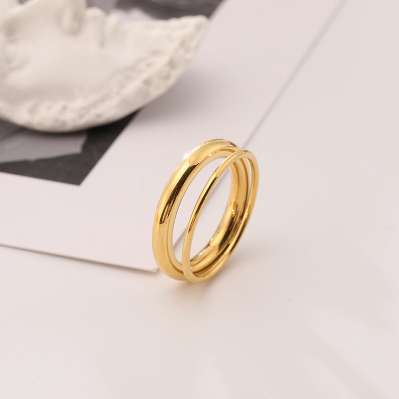 Anello doppio titanio oro articolato