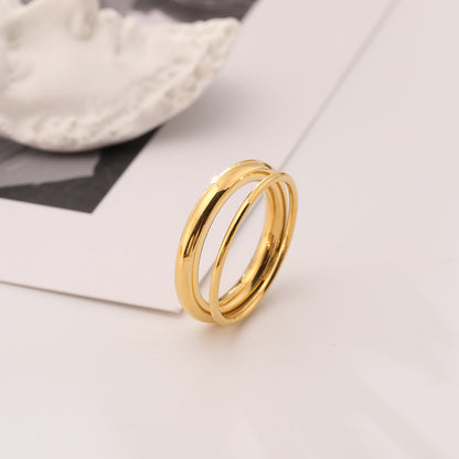 Anello doppio titanio oro articolato