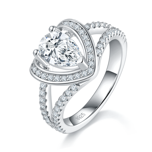 Anello cuore moissanite pavé