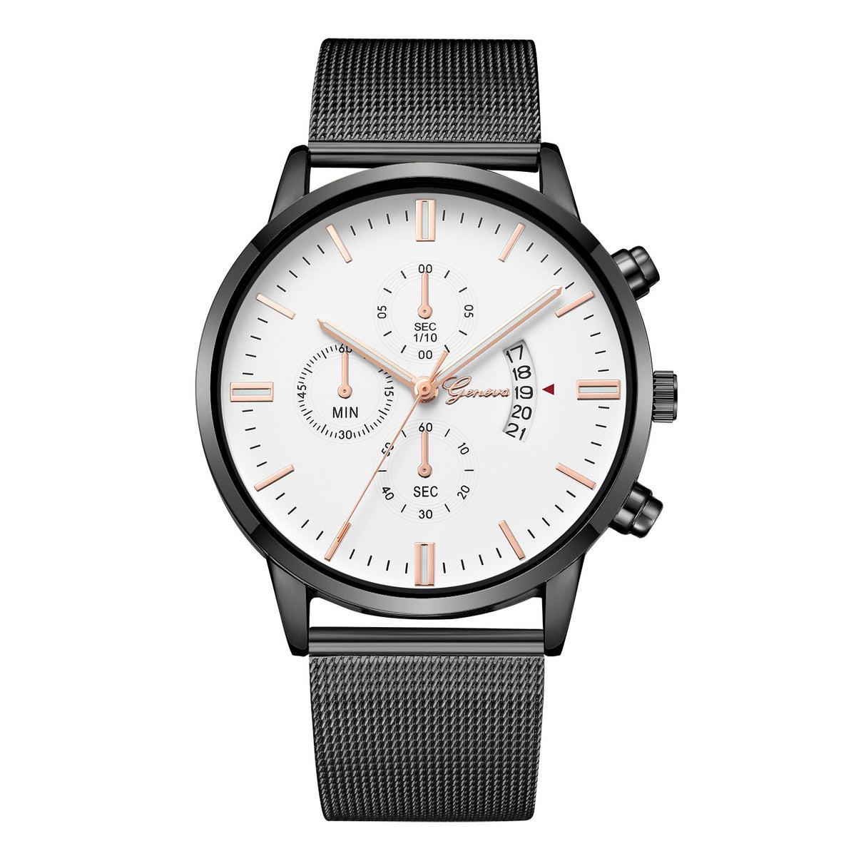 Orologio calendario mesh acciaio