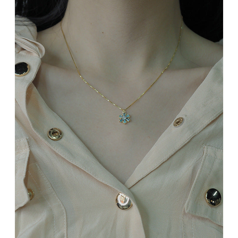 Collana fiocco di neve argento blu