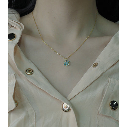 Collana fiocco di neve argento blu