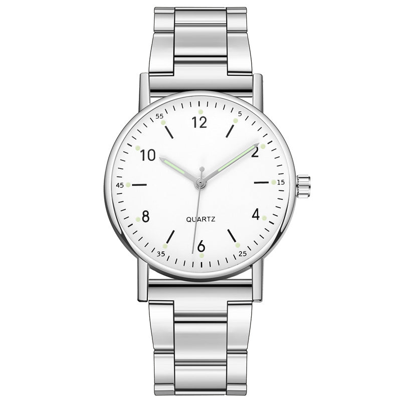 Orologio cinturino acciaio luminoso al quarzo