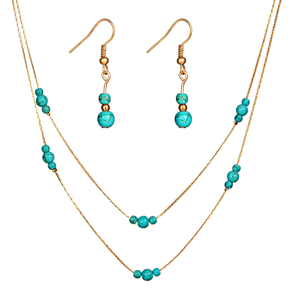 Set collana e orecchini turchese rotondo