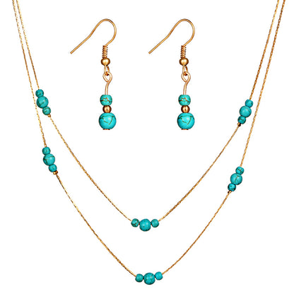 Set collana e orecchini turchese rotondo