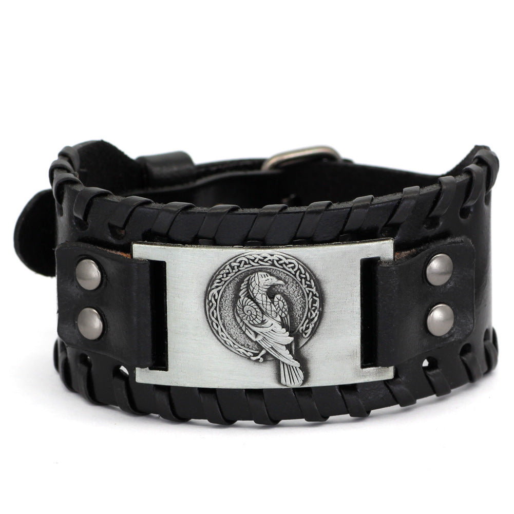 Bracciale Pelle Stile Viking Totem