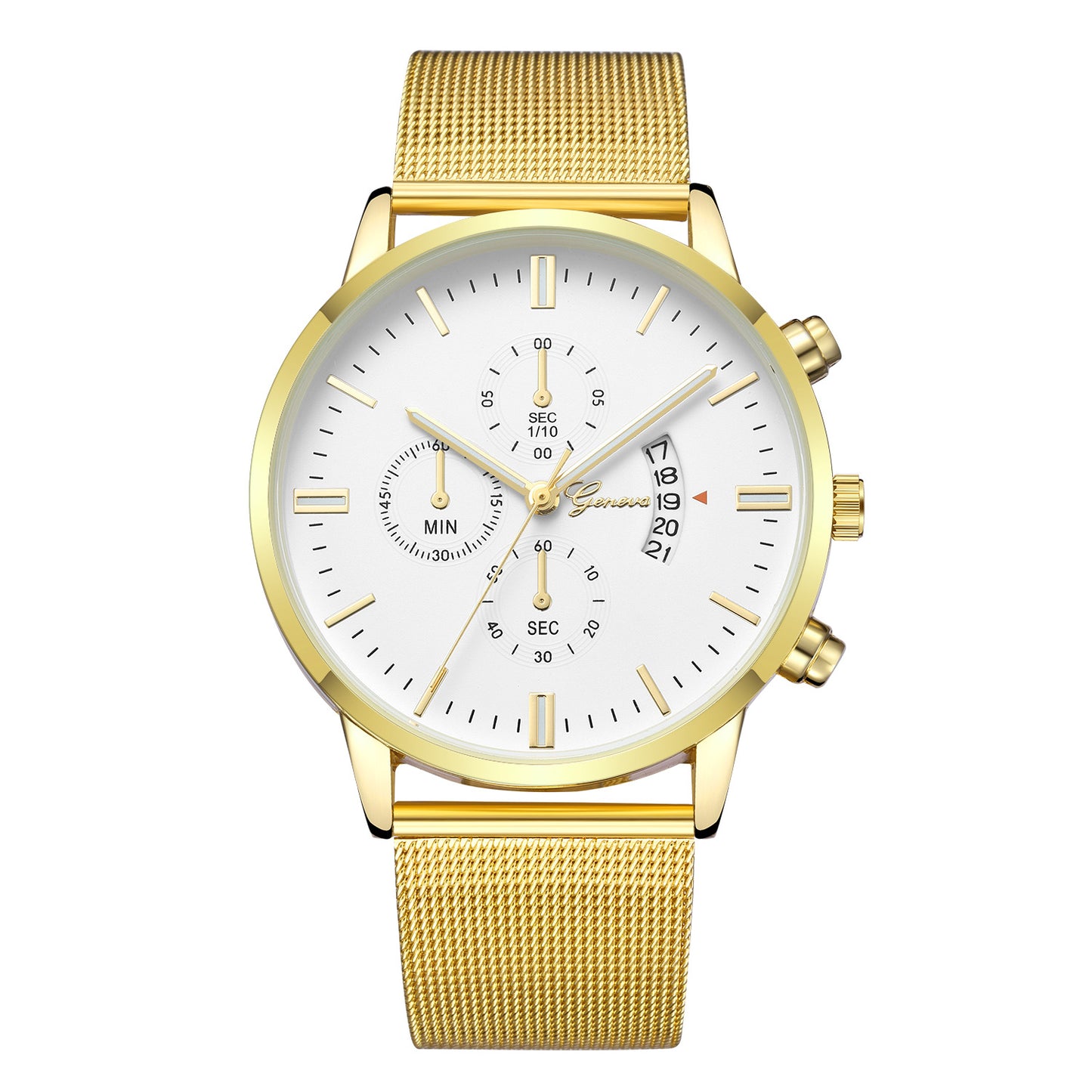 Orologio calendario mesh acciaio