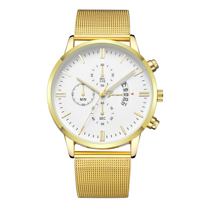Orologio calendario mesh acciaio