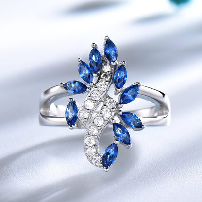 Set foglia zaffiro diamante