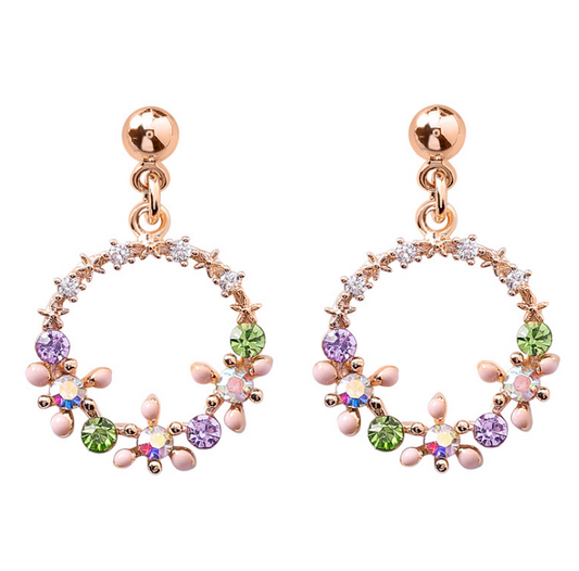 Orecchini cuore zircone con fiore