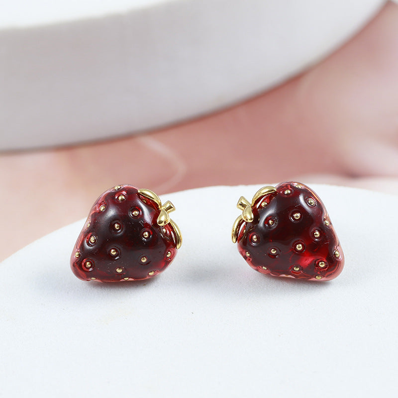 Orecchini fragola resina stereo