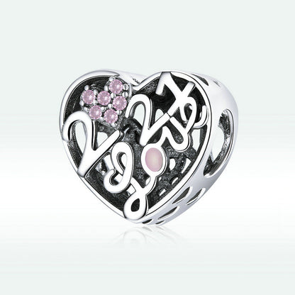Braccialetto perline argento amore