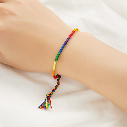 Braccialetto intrecciato arcobaleno