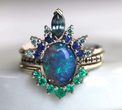 Anello blu pavone