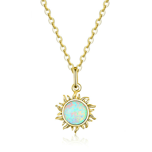 Collana sole in argento con opale blu