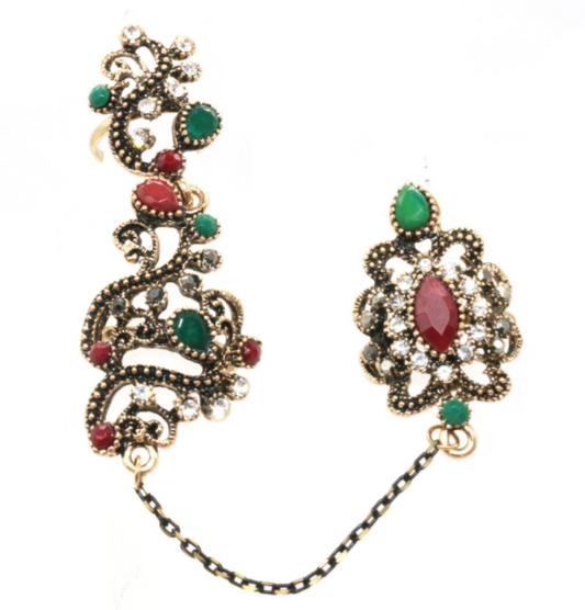 Anello fiore etnico multicolore