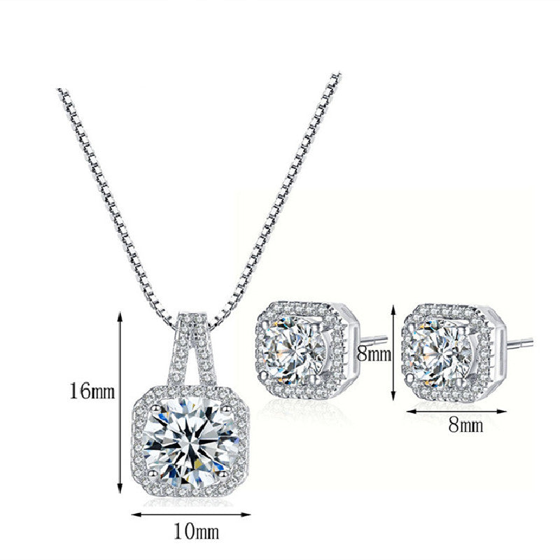 Collana corta e orecchini zircone