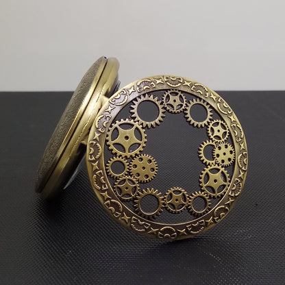 Orologio da tasca vintage cavo con ingranaggi