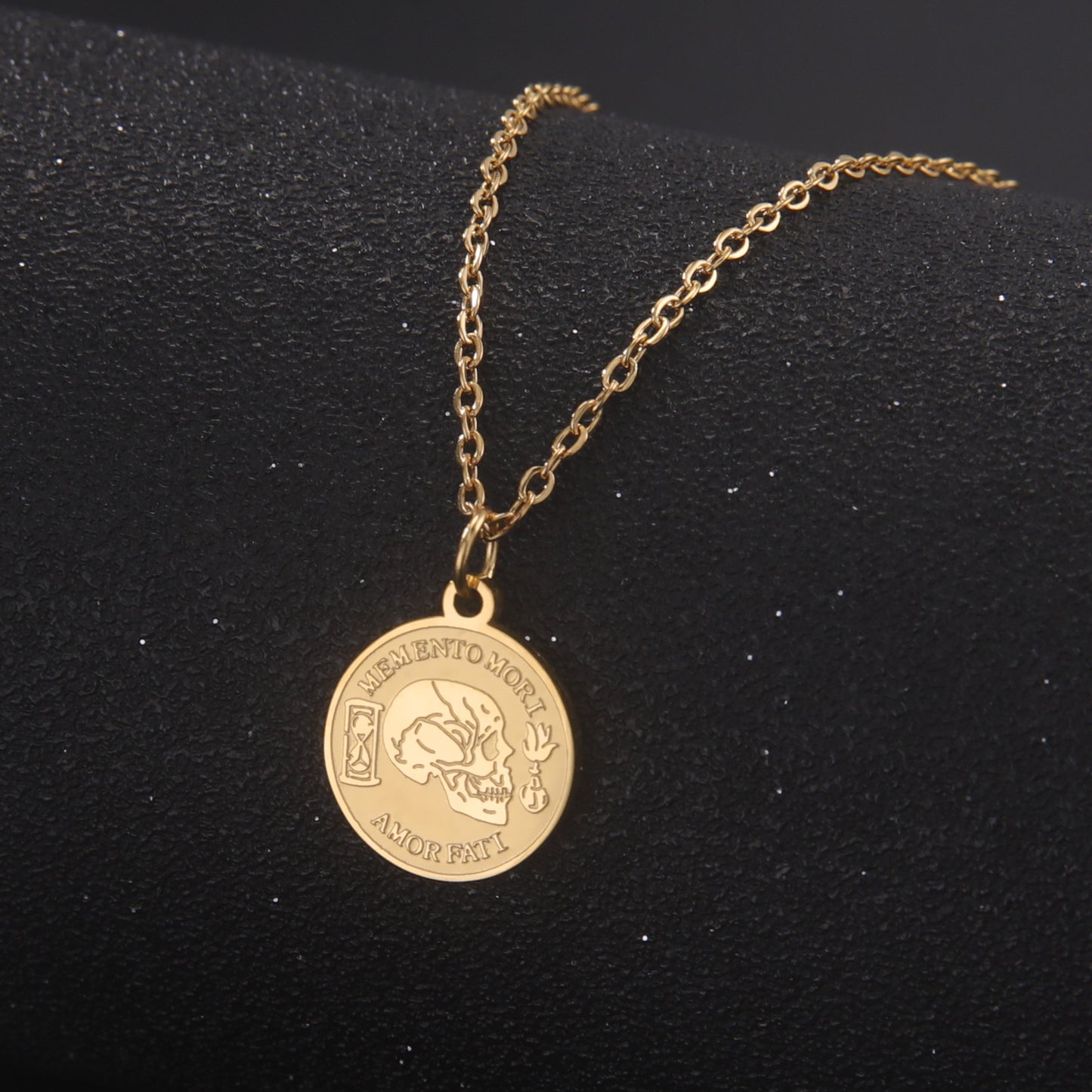 Collana teschio titanio rotonda
