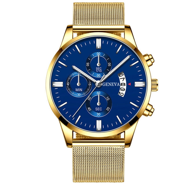 Orologio calendario quarzo mesh