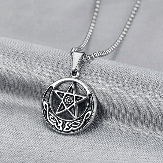 Collana pentagramma stella e luna