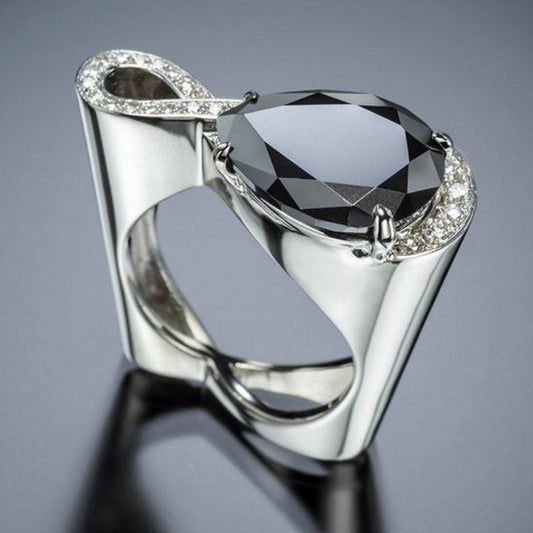 Anello geometrico zircone diamante