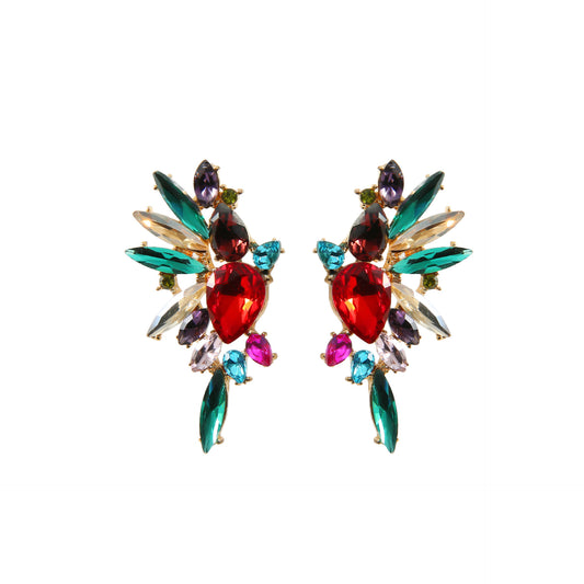 Orecchini geometrici strass colorati