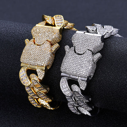 Collana catena cubana tre file