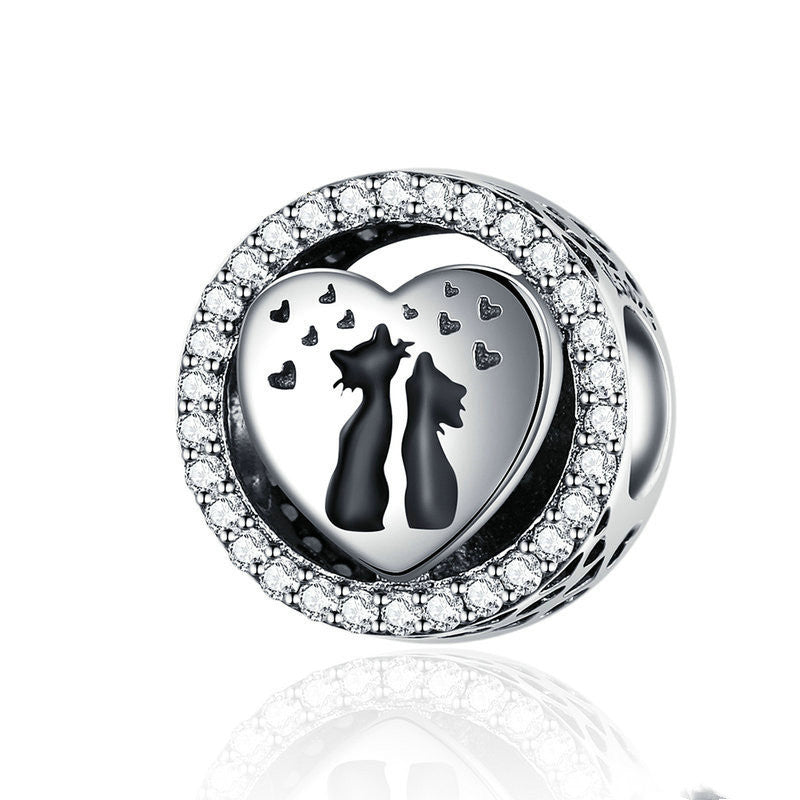 Bracciale in argento con charm gatto