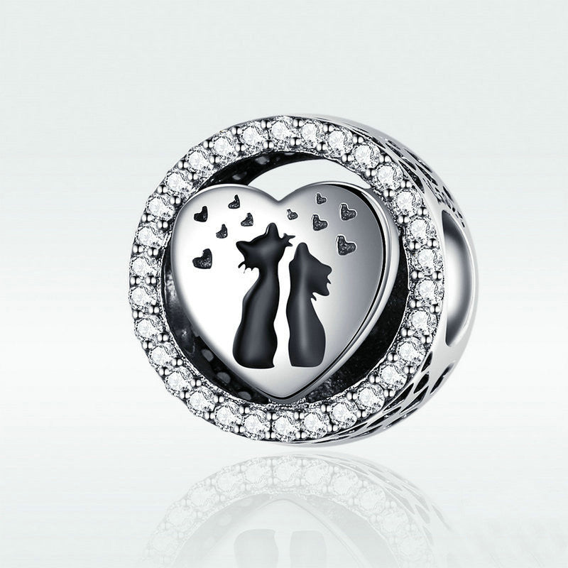 Bracciale in argento con charm gatto