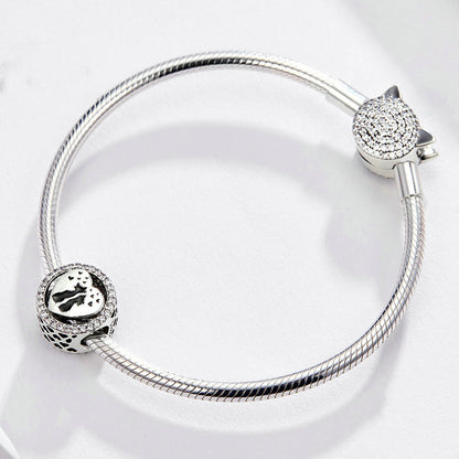 Bracciale in argento con charm gatto
