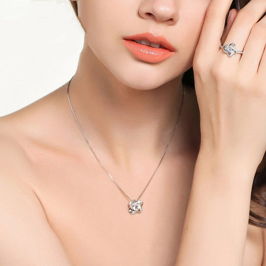 Collana Cuore Argento Zirconi