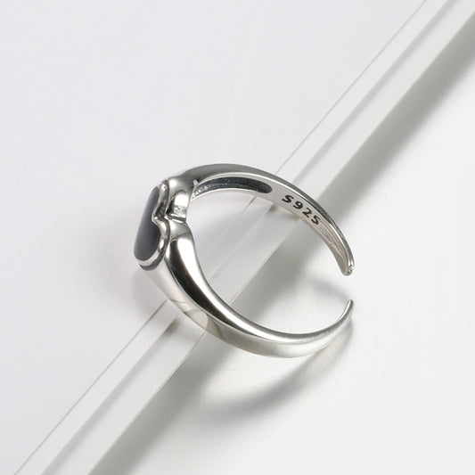 Anello argento con smalto nero