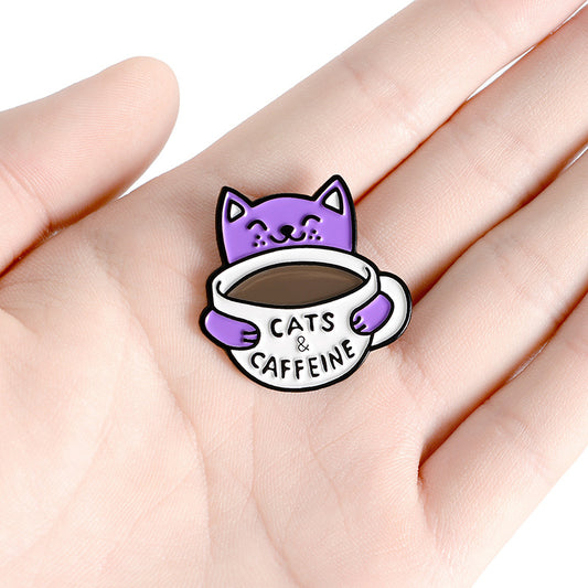 Spilla Gatto che Beve Caffè