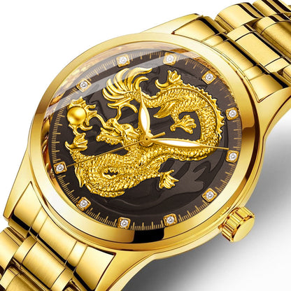 Orologio drago dorato stile cinese