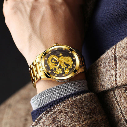 Orologio drago dorato stile cinese