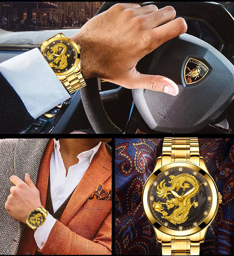 Orologio drago dorato stile cinese