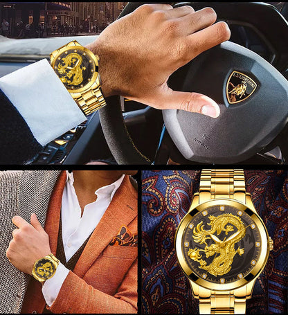 Orologio drago dorato stile cinese