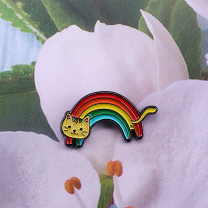 Spilla gatto arcobaleno