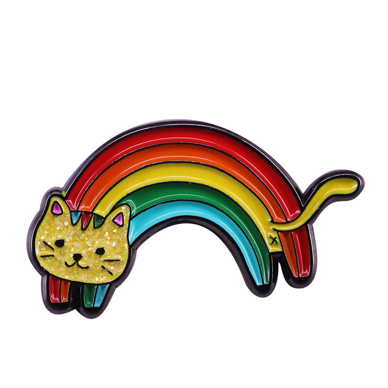 Spilla gatto arcobaleno