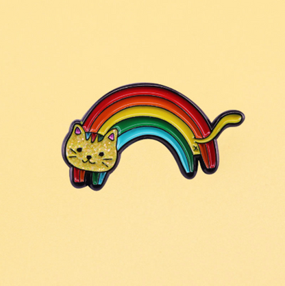 Spilla gatto arcobaleno