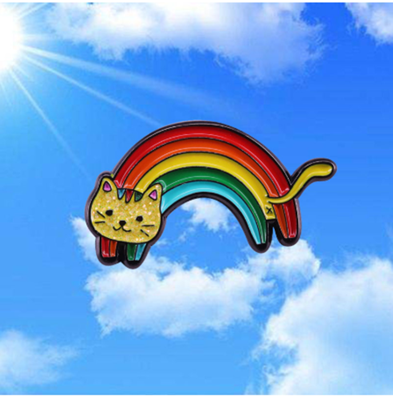 Spilla gatto arcobaleno