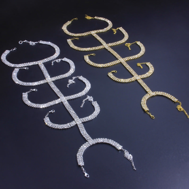 Cavigliera con strass e diamanti
